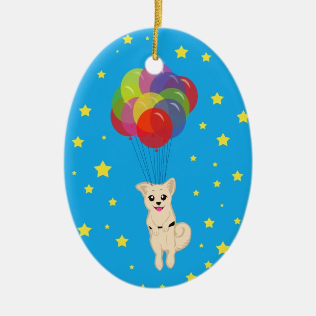 Adorno De Cerámica Cachorro con globos (Frente)