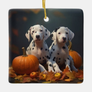 Adorno De Cerámica Cachorro dálmata Otoño Delicia Calabaza