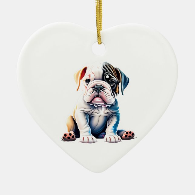 Adorno De Cerámica Cachorro de Bulldog personalizado (Frente)