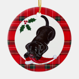 Adorno De Cerámica Cachorro de Chocolate Lab Navidades Personalizados