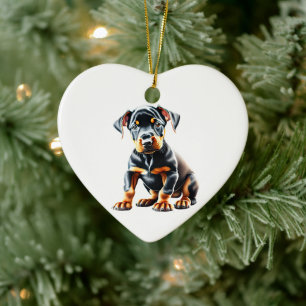 Adorno De Cerámica Cachorro de Doberman Pinscher Personalizado