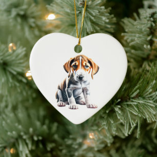 Adorno De Cerámica Cachorro de Foxhound Inglés Personalizado