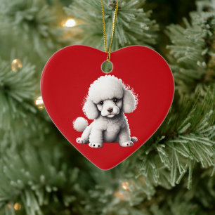 Adorno De Cerámica Cachorro de juguete personalizado Caniche Navidad