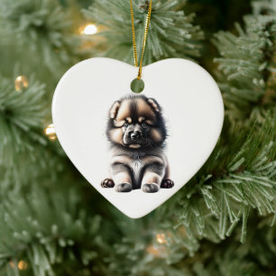 Adorno De Cerámica Cachorro de Keeshond Personalizado