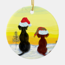 Adorno De Cerámica cachorro de Navidad springador