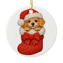Cachorro de Navidad Tejido de Invierno
