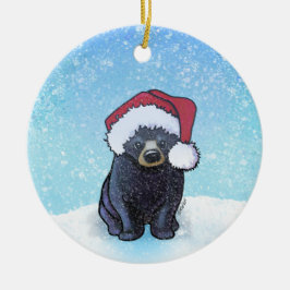 Adorno De Cerámica Cachorro de oso negro de Navidad