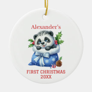 Adorno De Cerámica Cachorro de Oso Panda Adorable Navidad