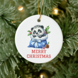 Adorno De Cerámica Cachorro de Oso Panda Adorable Navidad