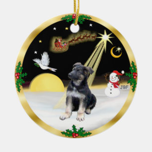 Adorno De Cerámica Cachorro de Pastor Alemán - Vuelo Nocturno
