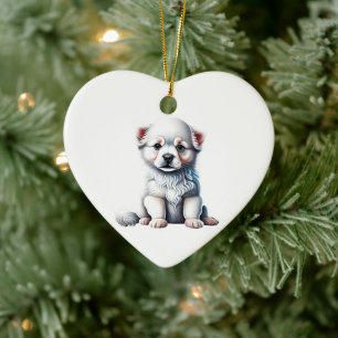 Adorno De Cerámica Cachorro de Perro Esquimal Americano Personalizado