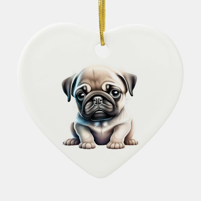 Adorno De Cerámica Cachorro de pug personalizado (Frente)