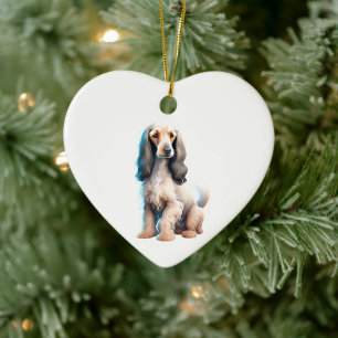 Adorno De Cerámica Cachorro de raza Afghan Hound Personalizado
