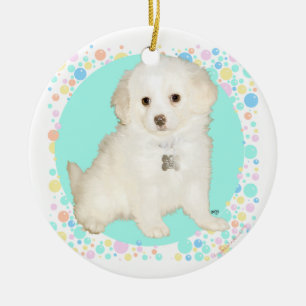 Adorno De Cerámica Cachorro mestizo de Caniche / Bichón celebra la vi