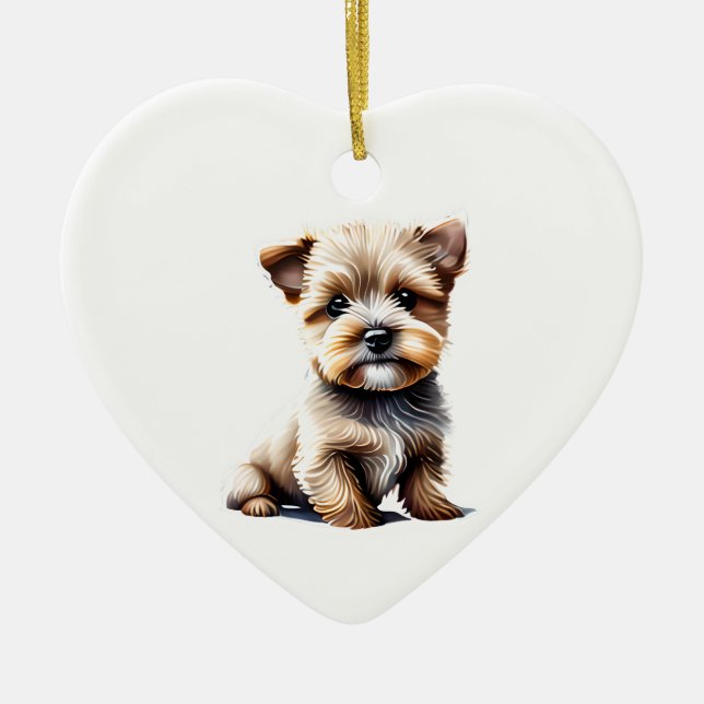 Adorno De Cerámica Cachorro norfolk terrier personalizado (Frente)
