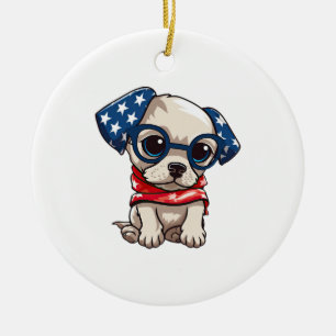 Adorno De Cerámica Cachorro Patriota - Estilo 13