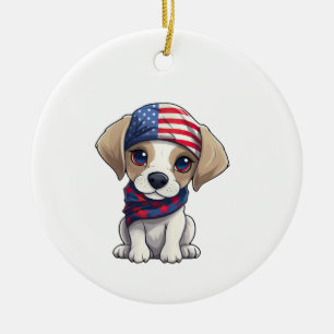 Adorno De Cerámica Cachorro Patriota - Estilo 14