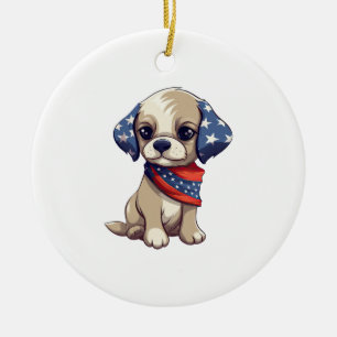 Adorno De Cerámica Cachorro Patriota - Estilo 9