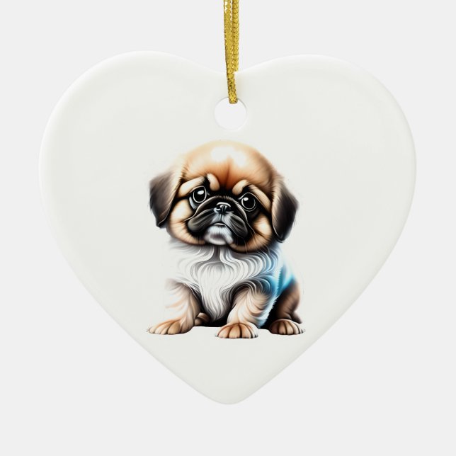 Adorno De Cerámica Cachorro pekinés personalizado (Frente)