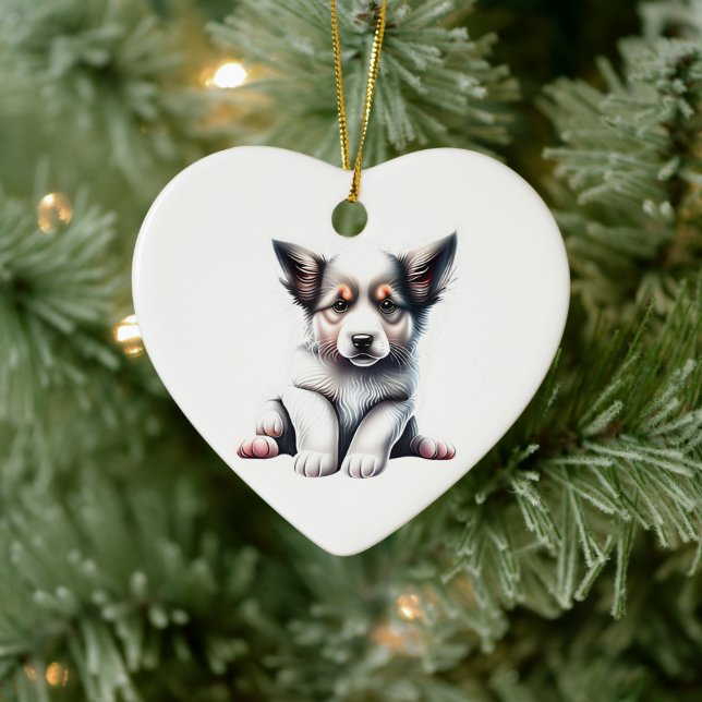 Adorno De Cerámica Cachorro Personalizado de Border Collie (Árbol)