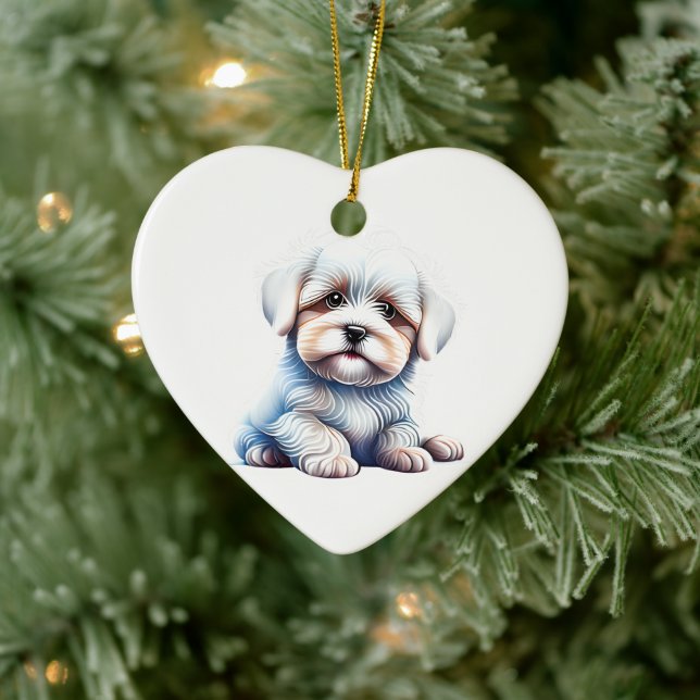Adorno De Cerámica Cachorro personalizado de Coton de Tulear (Árbol)