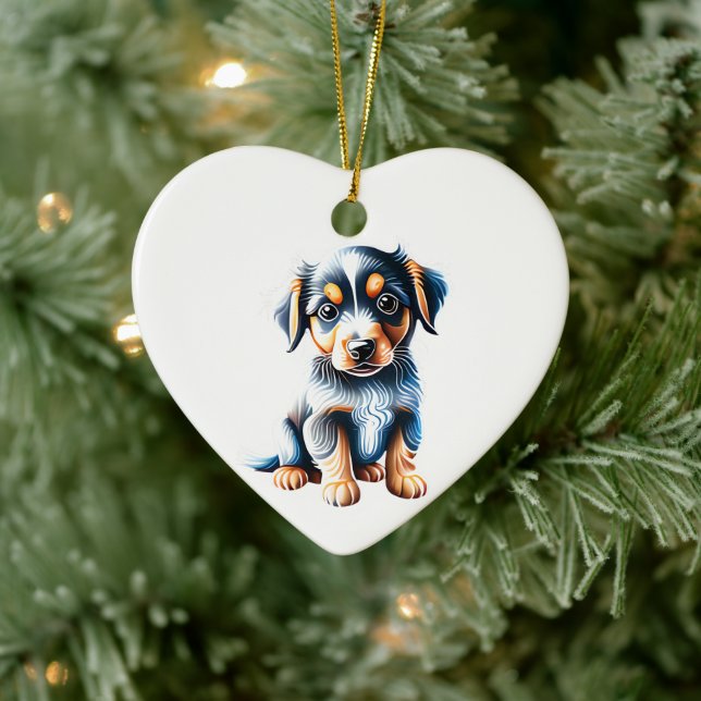 Adorno De Cerámica Cachorro personalizado de Pastor Americano Miniatu (Árbol)