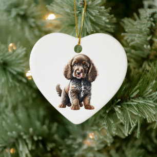 Adorno De Cerámica Cachorro Personalizado de Perro de Agua Americano
