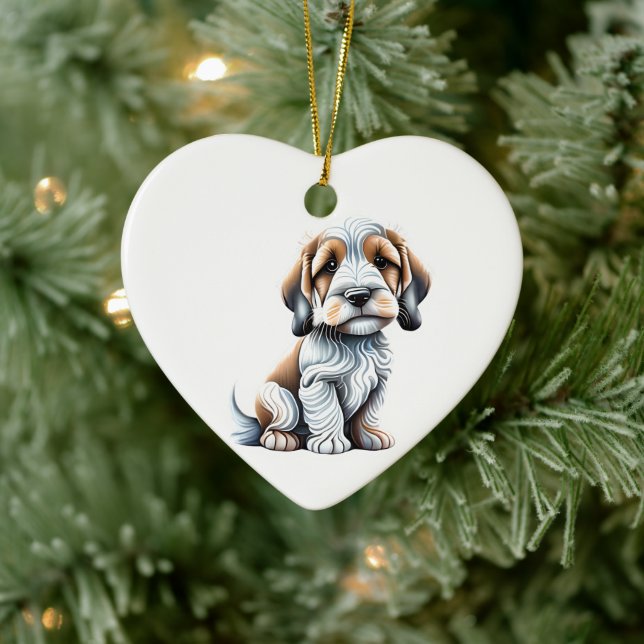 Adorno De Cerámica Cachorro Personalizado de Petit Basset Griffon Ven (Árbol)