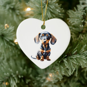 Adorno De Cerámica Cachorro Personalizado de raza Dachshund