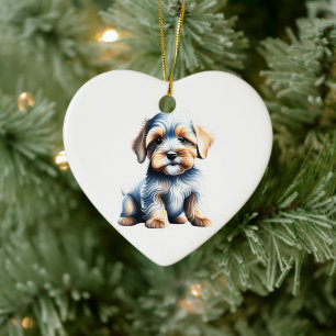Adorno De Cerámica Cachorro personalizado de raza Terrier Dandie Dinm