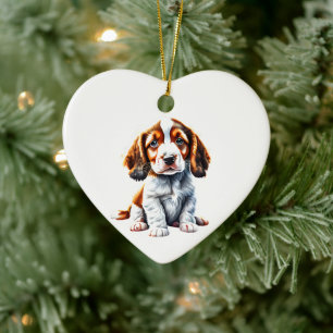 Adorno De Cerámica Cachorro personalizado de Springer Spaniel galés