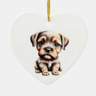 Adorno De Cerámica Cachorro personalizado del territorio fronterizo