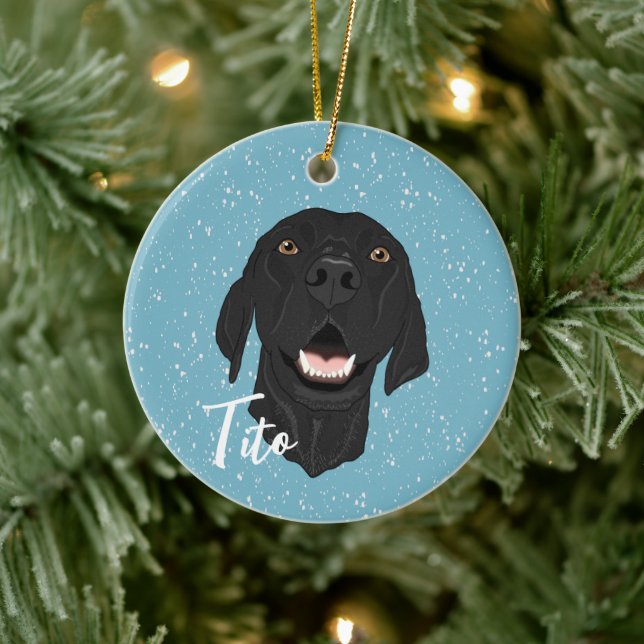 Adorno De Cerámica Cachorro Pointer Negro (Árbol)