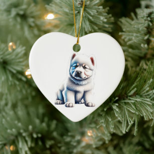 Adorno De Cerámica Cachorro Samoyedo Personalizado