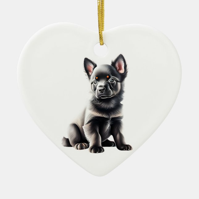 Adorno De Cerámica Cachorro Schipperke personalizado (Frente)