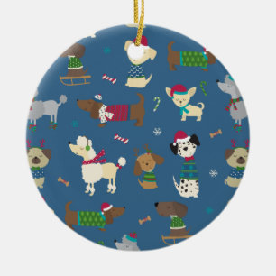 Adorno De Cerámica Cachorros de Navidad de Dibujos Animados