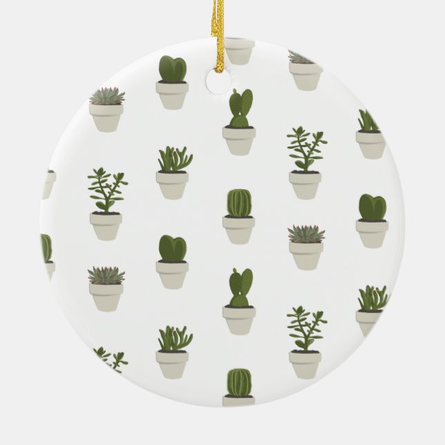 Adorno De Cerámica Cacti y suculento: blanco (Atrás)