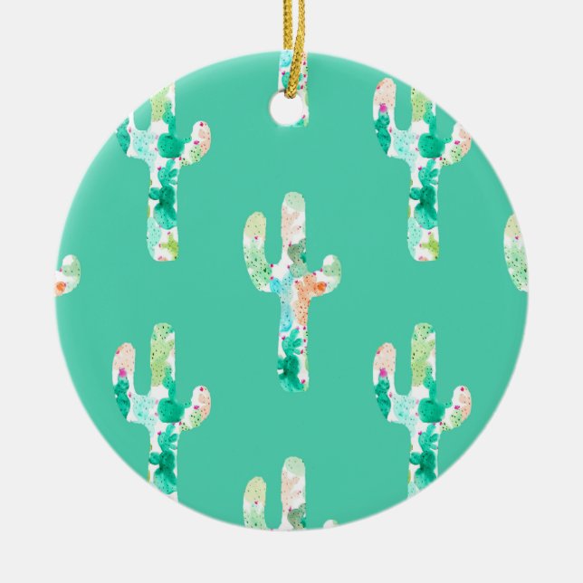 Adorno De Cerámica Cactus acuarela (Frente)