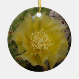 Adorno De Cerámica Cactus Amarillo en Flor