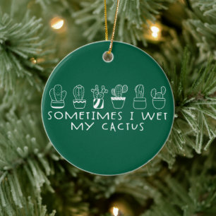 Adorno De Cerámica Cactus Gracioso Y Suculento, A Veces Me Mojo El Ca