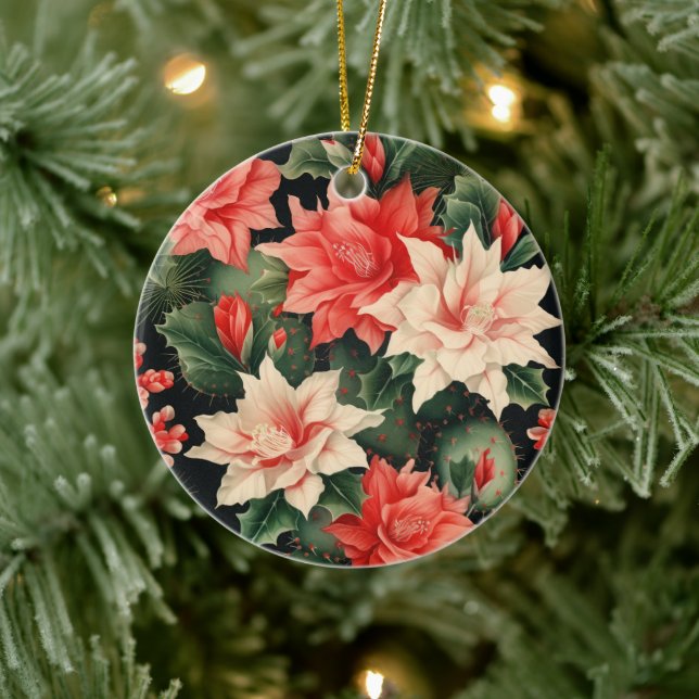 Adorno De Cerámica Cactus Kisses & Christmas Wishes – A Double-Sided  (Árbol)