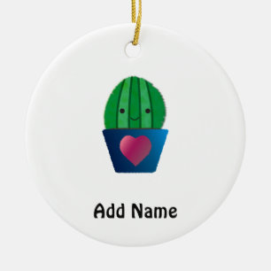 Adorno De Cerámica Cactus Love
