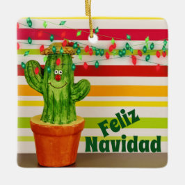 Adorno De Cerámica Cactus navideño lindo personalizado navideño feliz