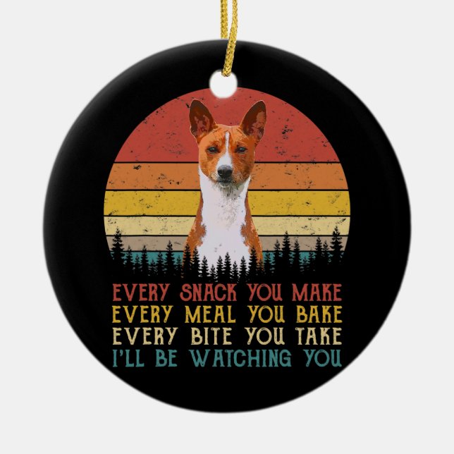Adorno De Cerámica Cada refrigerio que haces papá de perro de Basenji (Frente)