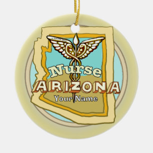 Adorno De Cerámica Caduceo de Enfermera de Arizona