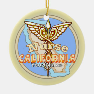 Adorno De Cerámica Caduceo de Enfermera de California