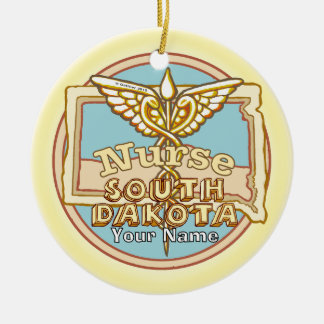 Adorno De Cerámica Caduceo de Enfermera de Dakota del Sur