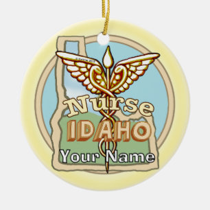 Adorno De Cerámica Caduceo de enfermera de Idaho 