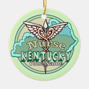 Adorno De Cerámica Caduceo de Enfermera de Kentucky