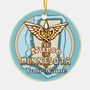 Adorno De Cerámica Caduceo de enfermera de Minnesota